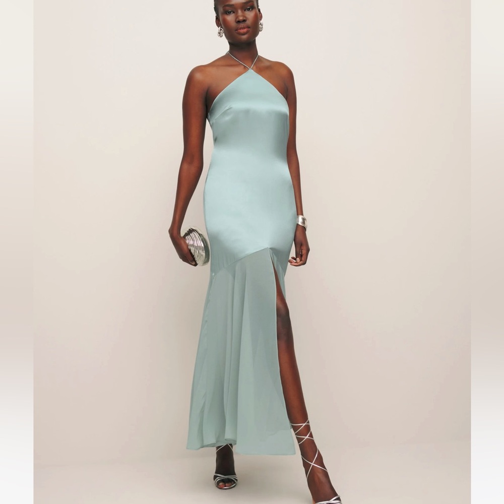 Reformation Silk Teal Dress Tosca Dress